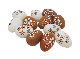 Vejce 4 cm květina bílá, hnědá, 6 ks