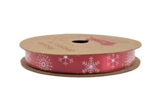 Stuha 10 mm x 1 m, vločky (červená)