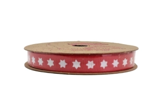 Stuha 10 mm x 1 m, hvězdy (červená)