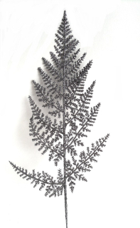 Kapradí 42 cm třpytky, stříbrná tmavá