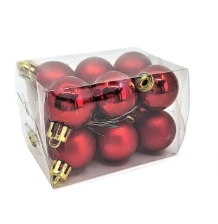 Vánoční koule 3 cm lesklá/matná 12 ks, červená