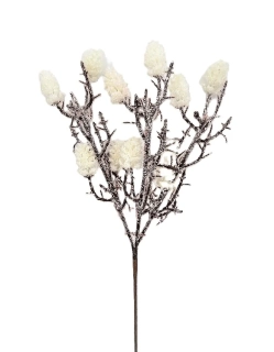 Větvička se šiškami (modřín) 26 cm, zasněžená