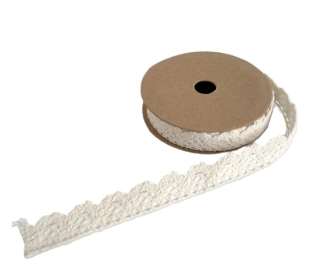 Stuha paličkovaná 15 mm x 1,8 m, béžová/lepená (22763)