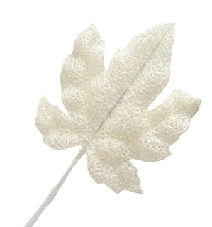 List 17 cm třpytky, patina bílá