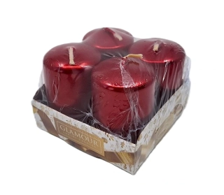 Svíčky 40x60 mm, 4 ks perleť červená (NH)