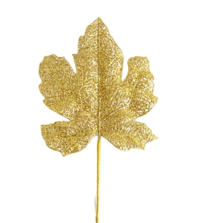 List 17 cm třpytky, zlatá