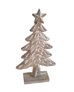 Stromek 20 cm s hvězdou (podstavec), ojíněná