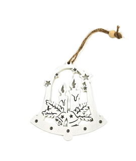 Zvonek se svíčkami 10 cm bílá (závěs)
