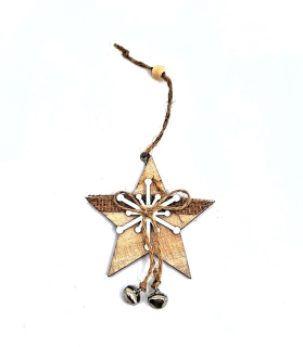 Kolekce juta, hvězda a vločka 8 cm (závěs)