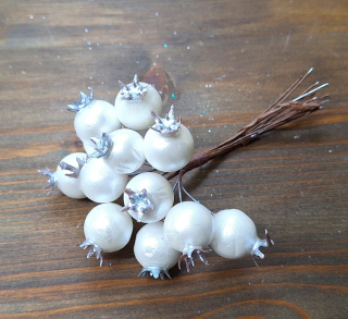 Šípek 1,6 cm perleť bílá/stříbrná, 12 ks