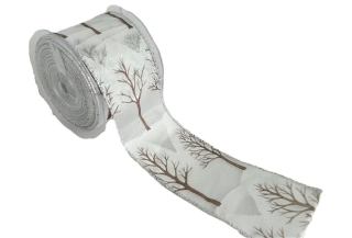 Stuha 63 mm x 1 m, sníh & stromy 