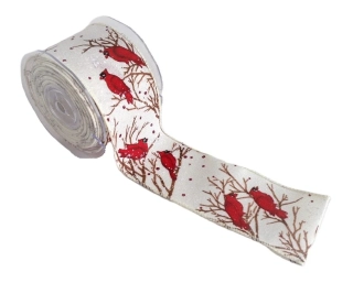 Stuha 63 mm x 1 m, větvičky & ptáci