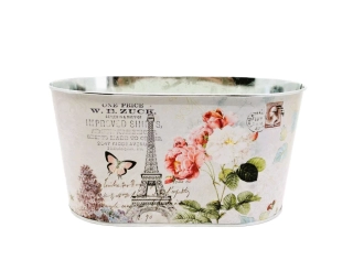 Truhlík 22,5 cm kov, design Paříž a růže