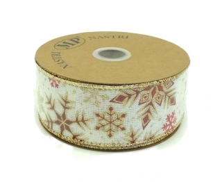 Stuha 40 mm x 1 m, vánoční vločky