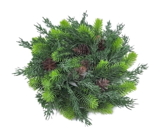 Věnec 30 cm chvojí, thúje a šišky