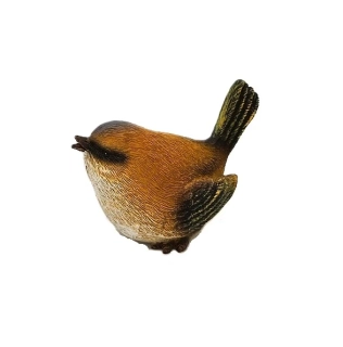 Ptáček 6 cm, hnědo-oranžovo-bílý