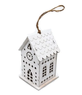 Svícen domek 12 cm LED, hodiny