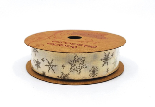 Stuha 20 mm x 1 m, vločky (krémová)