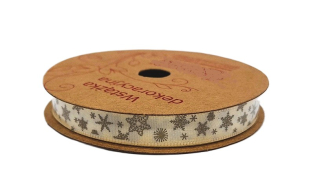 Stuha 10 mm x 1 m, vločky (krémová)