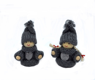 Panenka 9 cm šedá, 2 ks