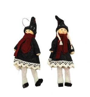 Panenka 17 cm šedá tmavá, 2 ks