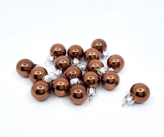 Vánoční mini koule 2 cm lesklá hnědá, 3 ks