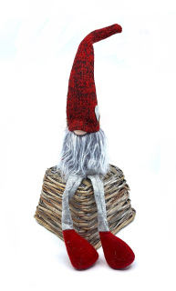 Skřítek Pohodář 53 cm, červená/šedá