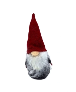 Skřítek 17 cm, červená/šedá