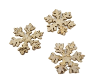 Vločka 6 cm bříza natur, 3 ks 