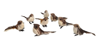 Ptáček 7 cm, bílo-šedo-hnědá