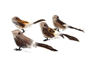 Ptáček 11 cm, bílo-šedo-hnědá