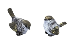 Ptáček 6 cm, šedá tmavá/bílá