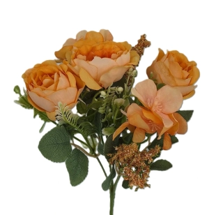 Kytice ranunculus/hortenzie 28 cm, oranžová světlá