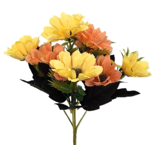 Kytice gazánie/list 28 cm, růžová/žlutá