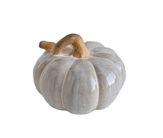 Dýně  12,5 cm, šedá/bílá (keramika)