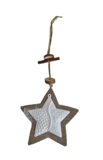Hvězda 10 cm, dřevo/kov