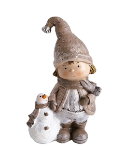 Sněhulák a chlapec 14 cm, hnědá