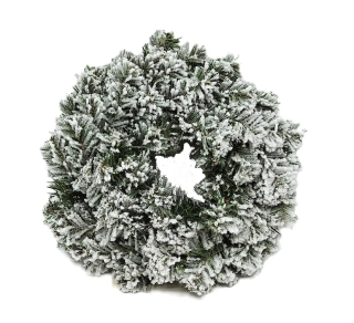 Věnec 27 cm chvojí, sníh (RS)