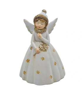 Víla vánoční 11 cm Vintage zlatá/bílá, vločka