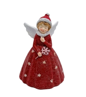 Víla vánoční 11 cm Vintage červená, vločka