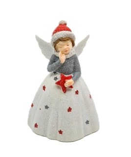 Víla vánoční 11 cm Vintage bílá/šedá, hvězda