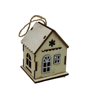 Domek 6,5 cm LED, natur vločka
