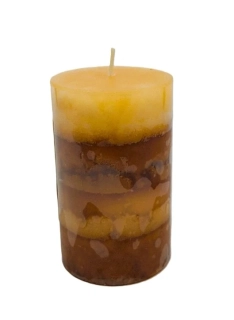 Svíčka 60x100 mm, hnědá/žlutá (skořice & pomeranč)