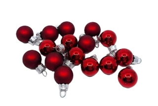 Vánoční mini koule 2 cm lesklá/matná červená, 4 ks