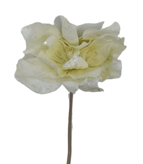 Čemeřice 32 cm na stonku, třpytky bílá