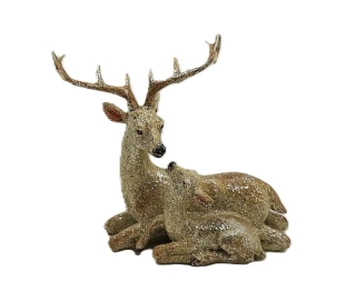 Jelen se srnkou 17 cm, zimní zlatá