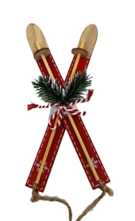 Lyže a hůlky 21 cm, s chvojím