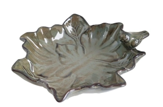 Pítko 26 cm ptáček a listy, šedá