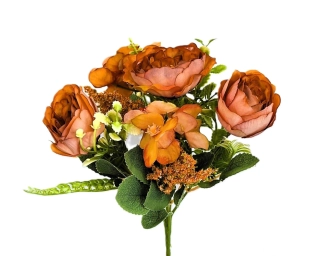 Kytice pryskyřník/hortenzie 28 cm, oranžová tmavá